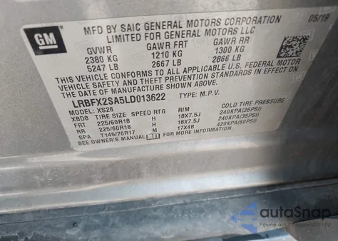 2020 Buick Envision Essence from USA, damaged, VIN LRBFX2SA5LD013622